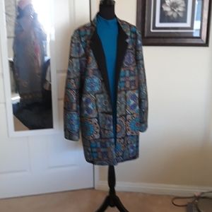 TEAL AND BROWN COAT/CARDI